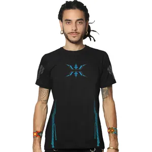 Emblem Tee — cyan front print