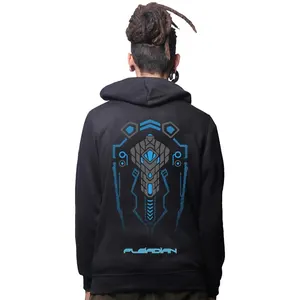 Cyan Hoodie — blue circuit back